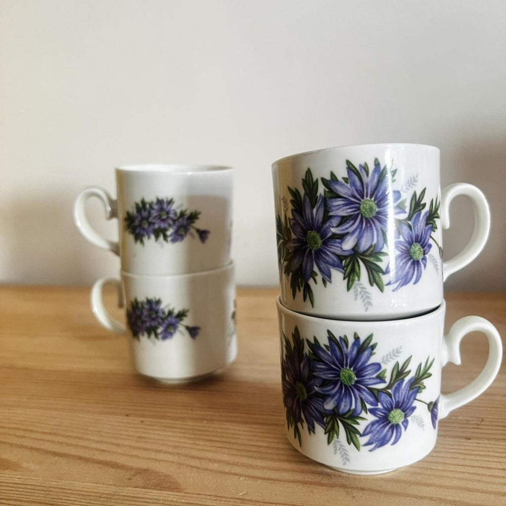Vintage Tirschenreuth Bavaria Floral Coffee Cups