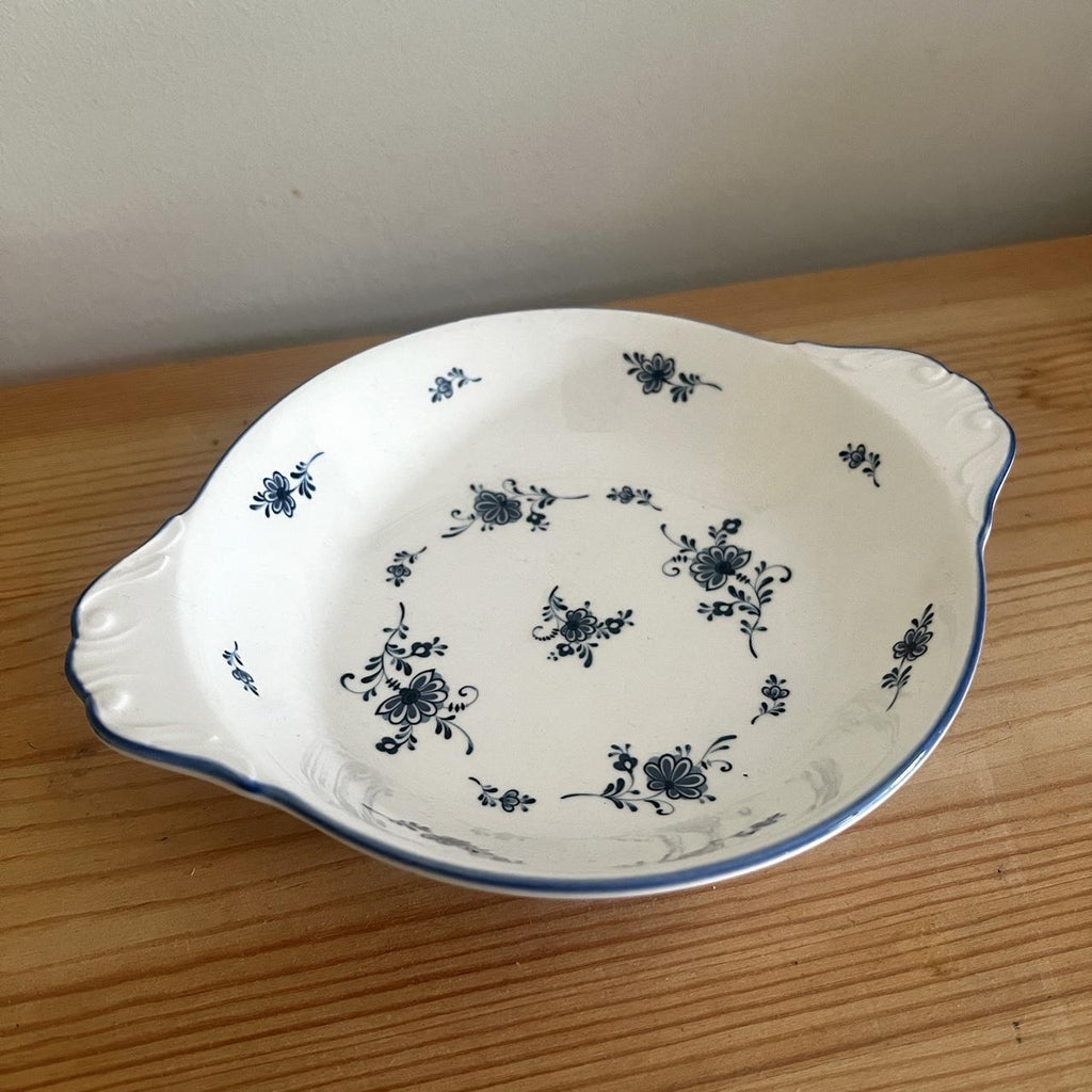 Vintage Blue & White Floral Handled Bowl