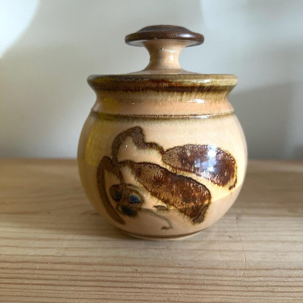 Vintage Canne Ridge Pottery Lidded Pot