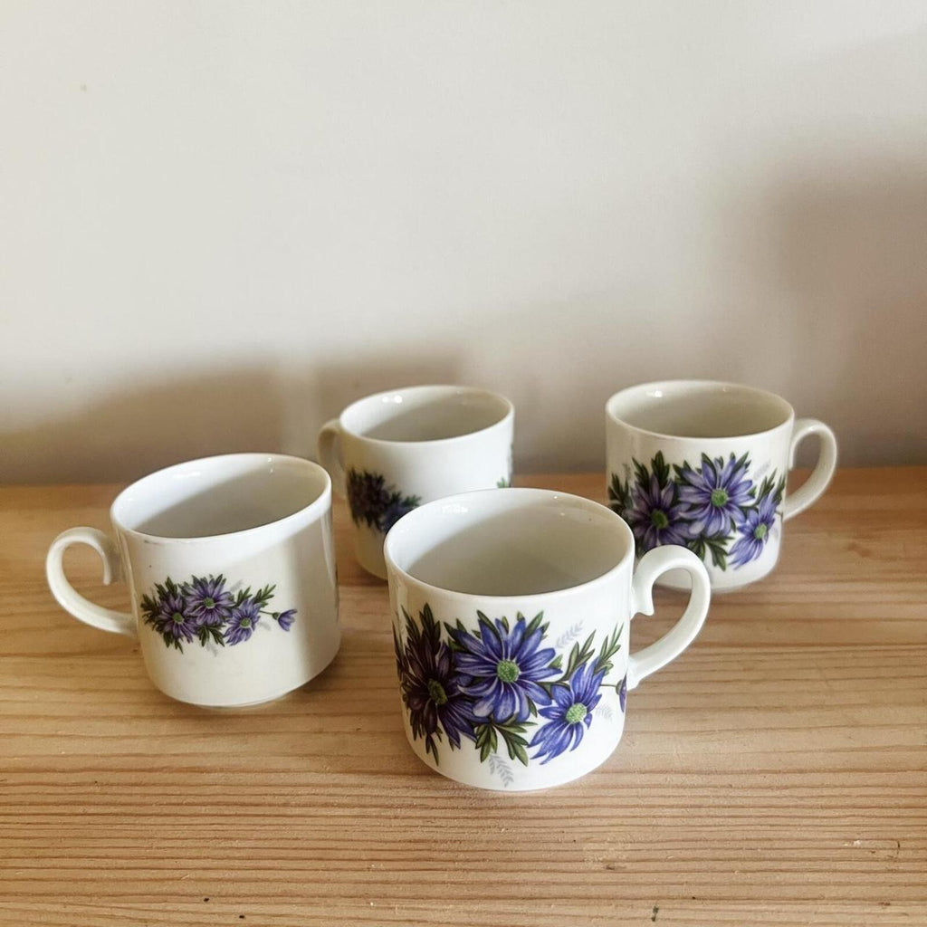 Vintage Tirschenreuth Bavaria Floral Coffee Cups