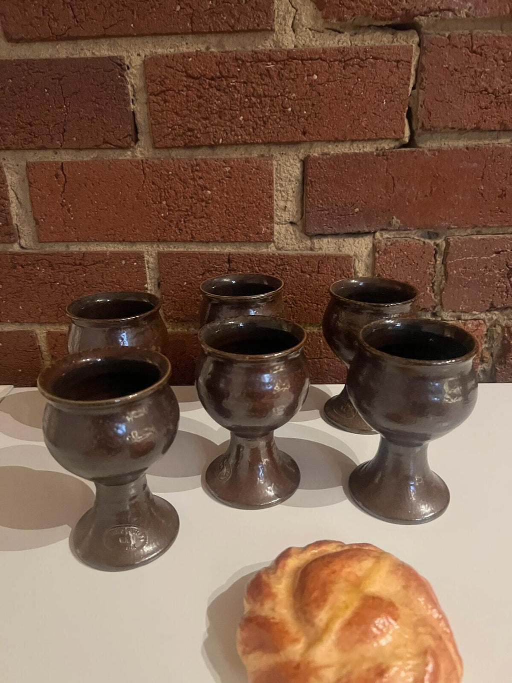 Bendigo Pottery Goblet Set of 6 – Vintage Brown Stoneware